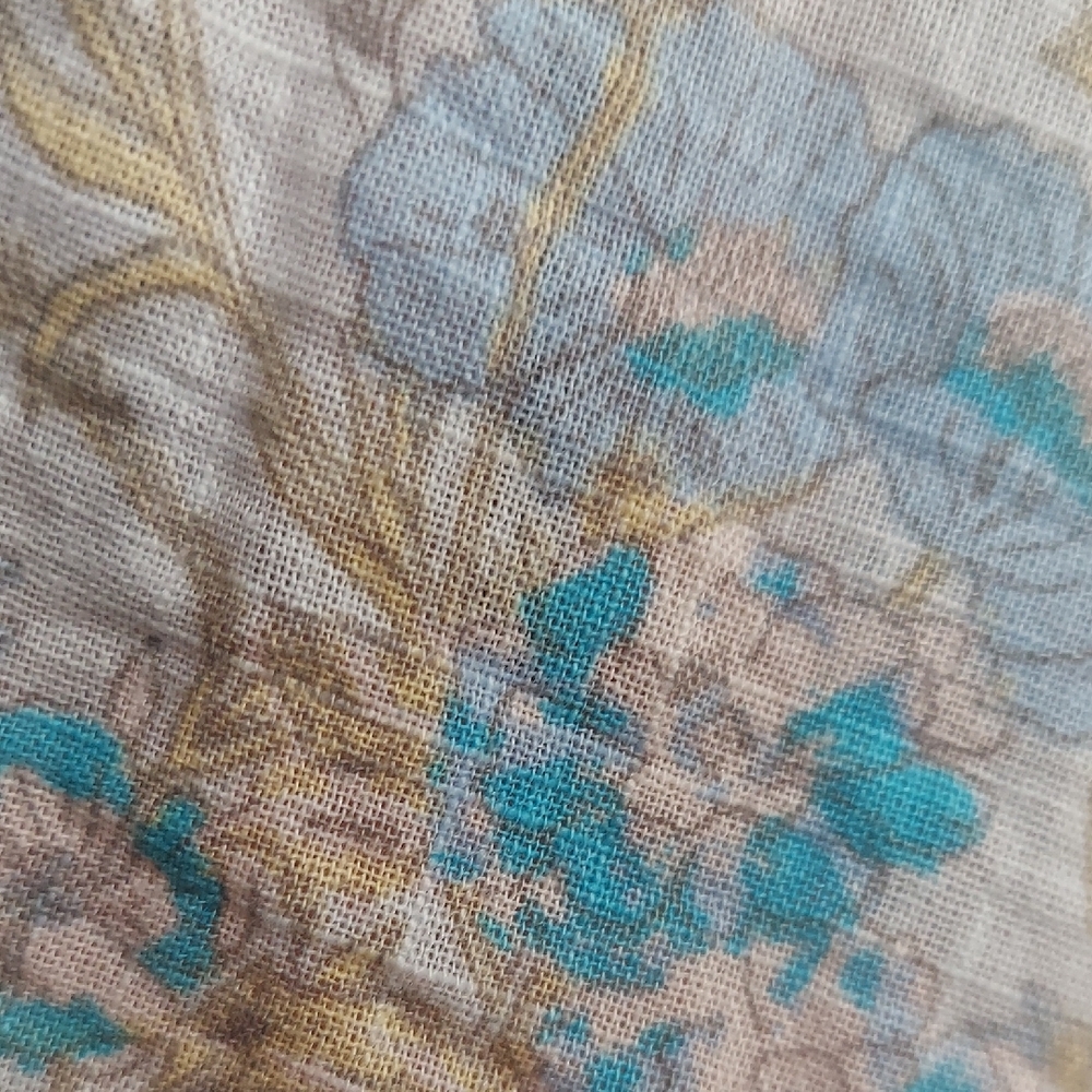 Free People Blue and Cream Floral Button Down Shirt - Picture 3 of 10